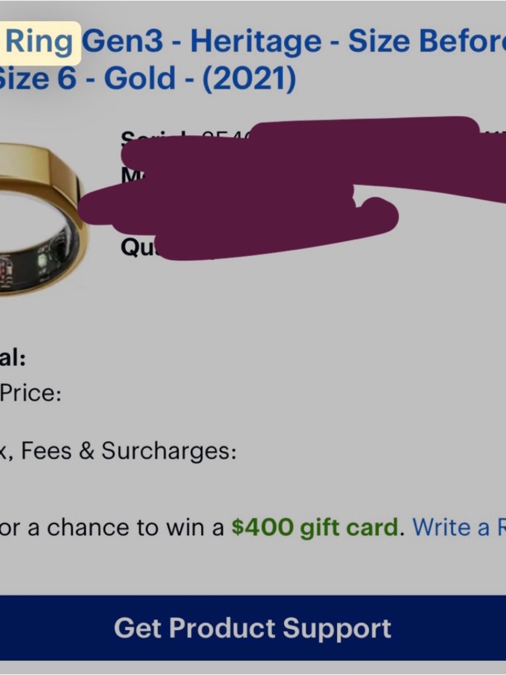 Oura Ring Gen3 Heritage Gold
